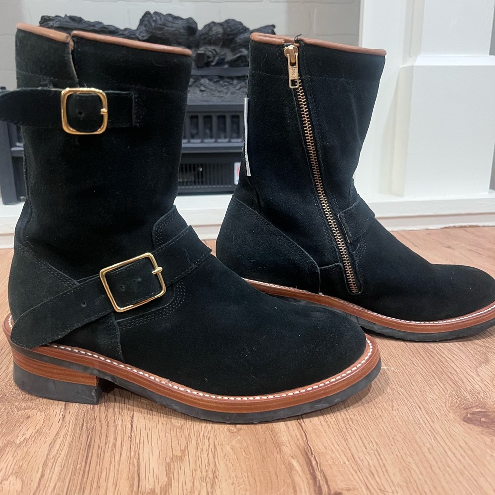 Patrick Winget 2000 Never Black Suede Moto Boot Mens Size 8/Womens Size 9.5